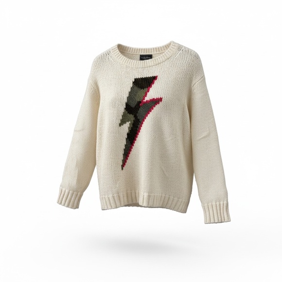 Wooden Ships Sweaters - Wooden Ships Cream Sweater with Lightning Bolt Design